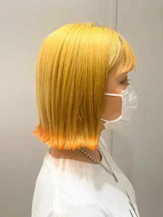 ミディアム カラー 渋谷ハイトーン/ デザインカラー阿部のヘアスタイル