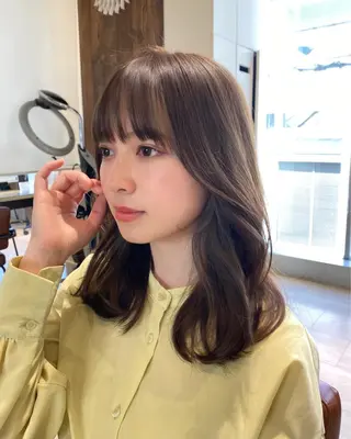 ミディアム カラー 佐藤 悠衣/透明感 カラー/似合わせ前髪のヘアスタイル