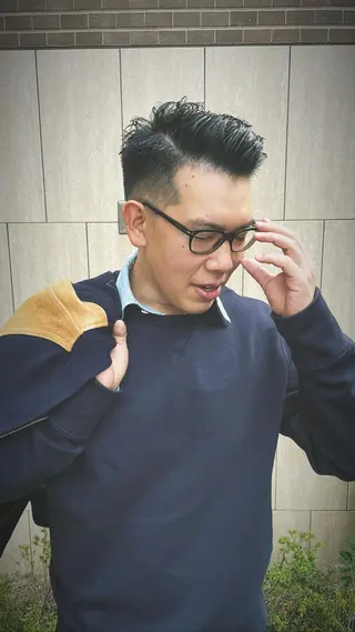 ショート パーマ メンズ BASUKIA 西宮 甲子園口所属・𝙢𝙚𝙣'𝙨 𝙝𝙖𝙞𝙧高津のヘアスタイル