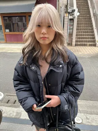 ロング カラー ヘアアレンジ ハイトーン/美髪矯正 🍃大江拓実のヘアスタイル