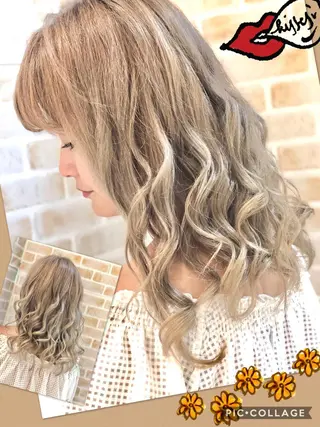 セミロング カラー 永島 桜のヘアスタイル