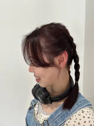 セミロング カラー 愛結 暖色カラー🎀🩰のヘアスタイル