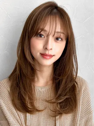 セミロング カラー 木村ゆうと🫧 透明感カラー＆艶髪のヘアスタイル