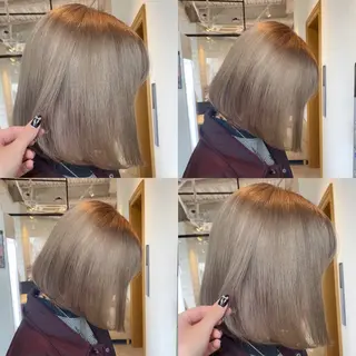 ミディアム カラー 肌に馴染むハイトーン /ミルクティーカラーのヘアスタイル