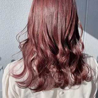 セミロング カラー ヘアアレンジ なつき/艶ピンク/ girly hairのヘアスタイル