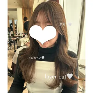ロング カラー 🍼顔周りカット/ レイヤー/小川華奈のヘアスタイル