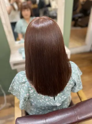 セミロング カラー 赤み消しカラー ‪ꔛ‬艶髪作りますのヘアスタイル