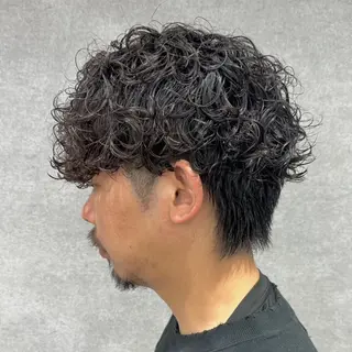 ショート パーマ ヘアアレンジ メンズ 川合 智之のヘアスタイル