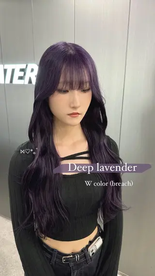 ロング カラー 暗髪🩶ラベンダー/ ブルー/ユウナ🤍のヘアスタイル