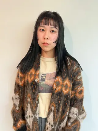 ロング カラー 顔周りレイヤー/韓国 ブリーチminamiのヘアスタイル