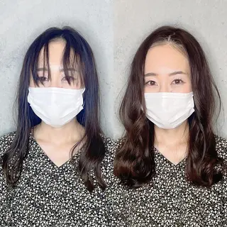 セミロング カラー パーマ ヘアアレンジ ACHFILO モデル募集のヘアスタイル