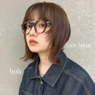 ミディアム カラー ボブ/巻ける縮毛矯正 /韓国レイヤーはなのヘアスタイル