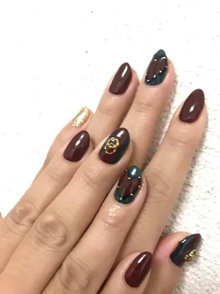 セミロング パーマ ヘアアレンジ ネイル Sunny side nailのネイルデザイン