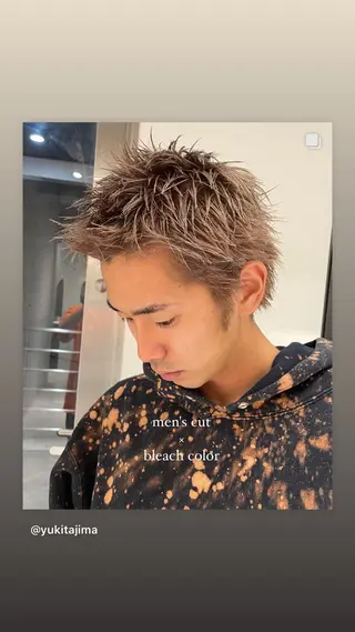 ショート カラー メンズ ニュアンスパーマ/ メンズカット田島勇樹のヘアスタイル