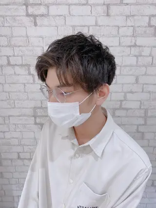 ショート ヘアアレンジ メンズ ブリーチなし艶カラー 東家のヘアスタイル