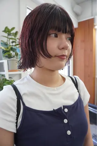 ミディアム カラー パーマ レイヤー／似合わせ TAKUYAのヘアスタイル