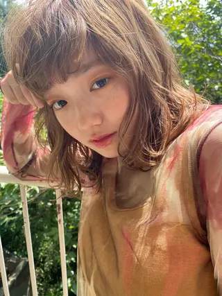 ミディアム カラー レイヤー/ベージュ カラー/ハシモトのヘアスタイル