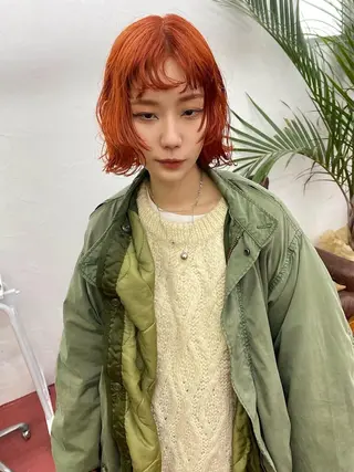 ミディアム カラー qiie ワンカラー 黒染め 白髪染めのヘアスタイル