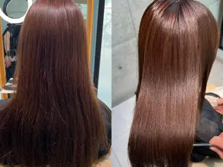 ロング カラー 福岡縮毛矯正✨️ ストレート 向井和輝のヘアスタイル