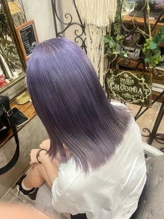 ミディアム カラー 艶髪/ハイトーン/ ヘアセット/モエノのヘアスタイル