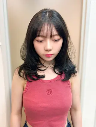ミディアム カラー ウルフレイヤー&ボブ ✨やわ感ベージュ中野のヘアスタイル