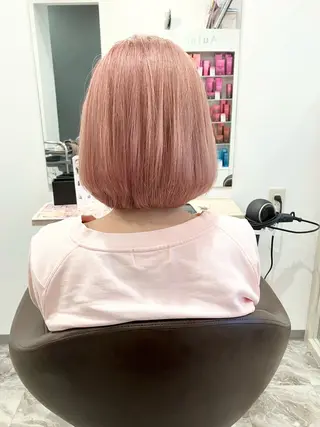 ミディアム カラー パーマ ブリーチ毛縮毛矯正 長谷川のヘアスタイル
