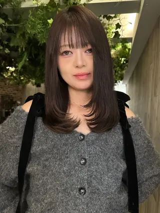 セミロング 艶カラー/フェイス レイヤー/たむのヘアスタイル