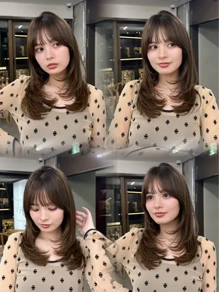 ミディアム カラー みゆう🕊髪質改善× 透明感カラーのヘアスタイル
