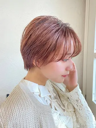 ショート カラー うる艶カラー× ハイトーン/miuのヘアスタイル