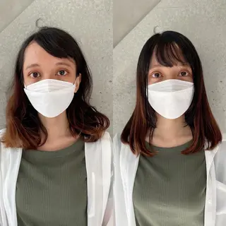 セミロング カラー パーマ ヘアアレンジ メンズ キッズ ネイル マツエク・マツパ アイブロウ ACHFILO モデル募集のヘアスタイル