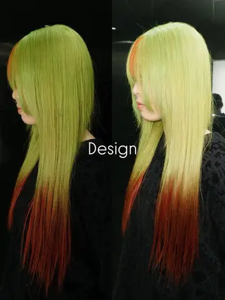 ロング カラー naito/ブリーチ /エクステ/縮毛のヘアスタイル