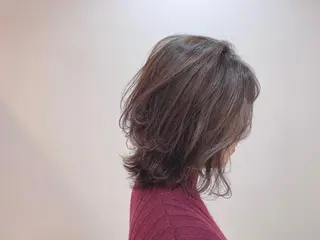 ミディアム パーマ 髪質改善/マツパ 垢抜け透明カラー衣笠のヘアスタイル