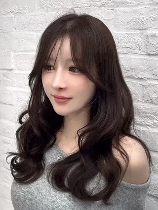 ロング カラー パーマ ヘアアレンジ 韓国ヘア×顔まわり 🇰🇷和知拓郎のヘアスタイル
