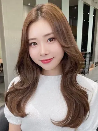 ロング カラー 山崎/ボブ縮毛矯正 レイヤー髪質改善のヘアスタイル