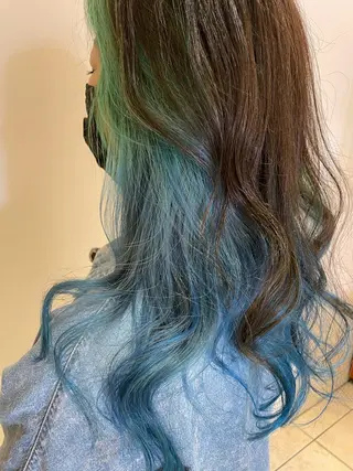 セミロング カラー NINE+/代表 ブリーチ特化型サロンのヘアスタイル