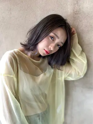 ミディアム カラー 西新/siohair 似合わせ/石尾刻矢のヘアスタイル