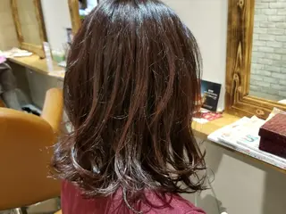 ミディアム カラー 顔周りレイヤーカット 髪質改善代表西村功平のヘアスタイル