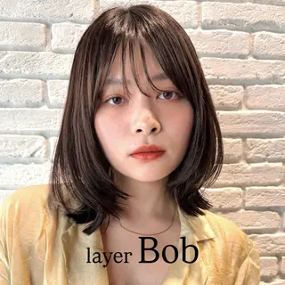 ミディアム カラー ヘアアレンジ 🌱ボブ/レイヤー/ ベージュ/あやみ✨のヘアスタイル