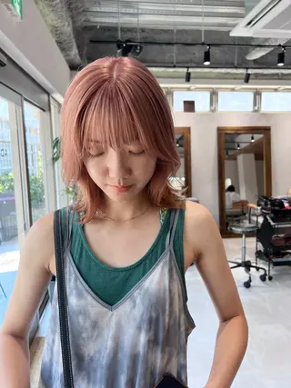 ミディアム カラー 🌟小顔カット🌟 レイヤーカットボブのヘアスタイル