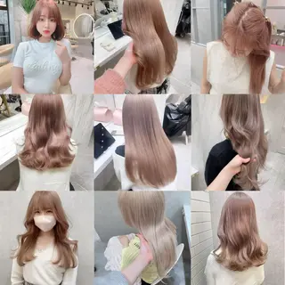 ミディアム rina／ベージュ ワンホン/韓国ヘアのヘアスタイル