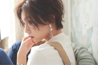 ショート カラー パーマ ヘアアレンジ マツエク・マツパ 💎耳ツボジュエリー ×銀座美容室💎のヘアスタイル