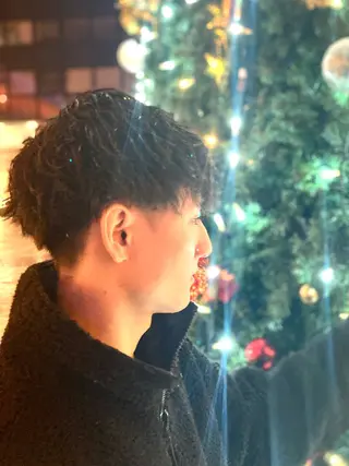 ミディアム パーマ メンズ メンズ特化 星野裕人のヘアスタイル