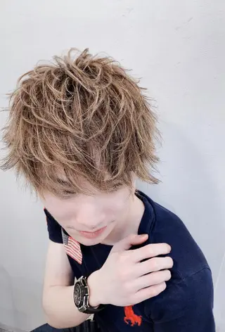 ミディアム カラー ヘアアレンジ メンズ LAGRECE大阪梅田店所属・美髪矯正・髪質改善 【中村吉孝】のヘアスタイル