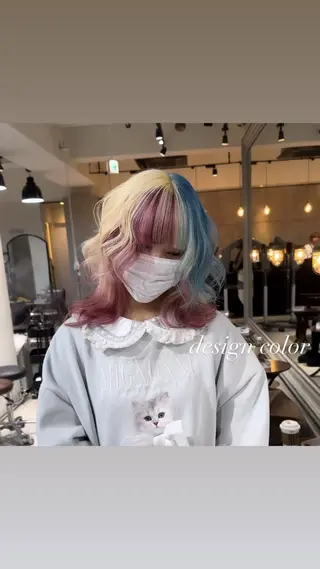 ミディアム カラー 💜ハイトーン💛 マジカルかいちゃんのヘアスタイル