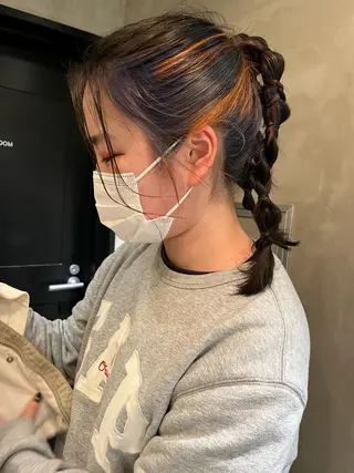 ロング カラー ヘアアレンジ オタク特化🎀 顔まわり🎀ゆうなのヘアスタイル