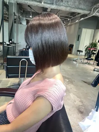 ショート 美髪矯正/艶カラー ボブ/栄/鐘ヶ江純也のヘアスタイル