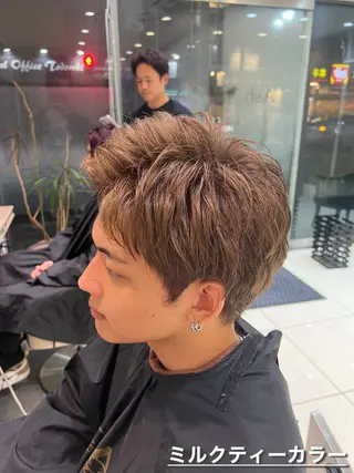 ショート カラー メンズ SENA 再現性 パーマと縮毛矯正のヘアスタイル