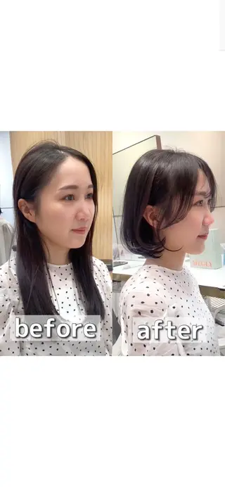 ミディアム カラー パーマ ヘアアレンジ 小野寺瑞希 /最小顔カットのヘアスタイル