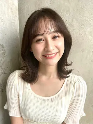 ミディアム カラー 🧡くびれヘア/前髪 顔周り🧡久原結衣のヘアスタイル