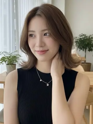 ミディアム こう レイヤーカット カラー まつげパーマのマツエク・マツパデザイン